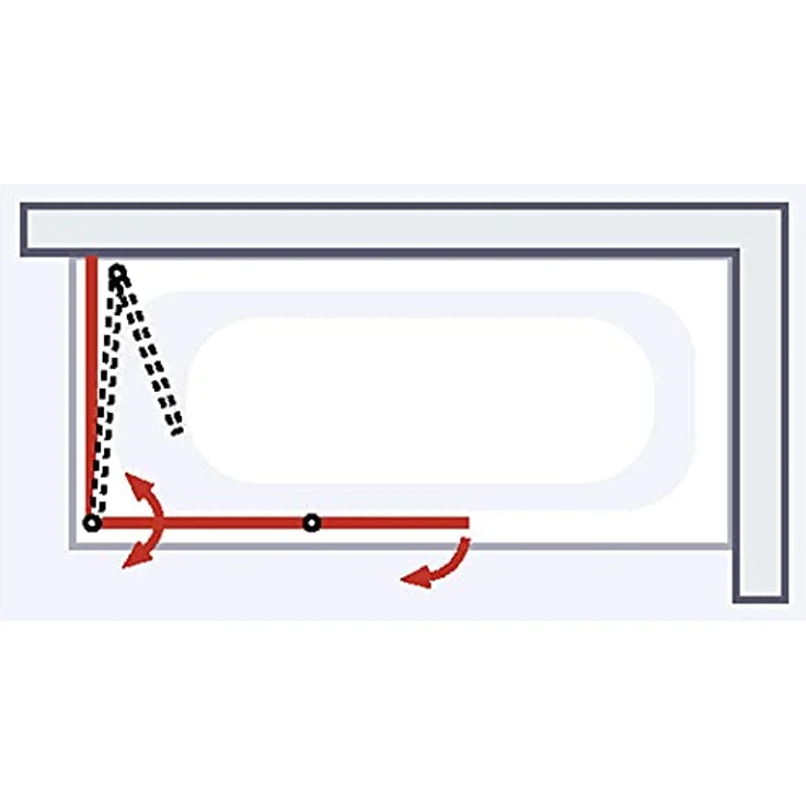 Duschabtrennung für Badewanne Angle, 2-teilig mit Seitenwand, Profilfarbe Chromoptik, 5 mm Sicherheitglas (ESG) Klar hell, Faltwand: 112 x 142 cm, – Bild 7