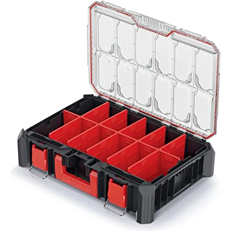 Prosperplast Werkzeugkoffer Kistenberg Organizer X BLOCK BRIDGE KXBB5540S, Staubdicht und Wasserbeständig, transparentes Polycarbonat-Deckel, mit MSX-Organizer und Trennwänden, 543 x 368 x 122 mm – Bild 3