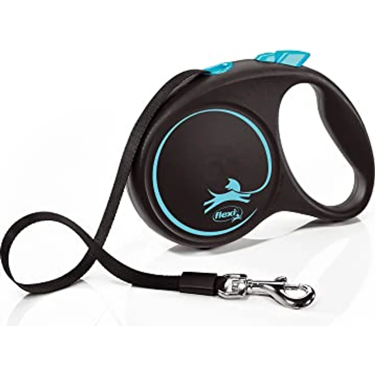 flexi Rollleine Design - Schwarz/Blau - M, Small, Deutsche Qualität, Patentiertes Bremssystem – Bild 1