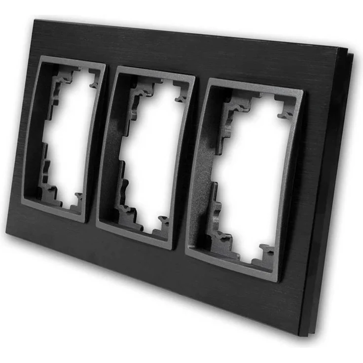 McPower FLAIR Aluminium Rahmen 3-Fach, schwarz, matte Oberfläche, Unterputz-Installation, IP20