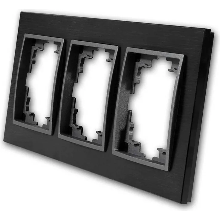 McPower FLAIR Aluminium Rahmen 3-Fach, schwarz, matte Oberfläche, Unterputz-Installation, IP20