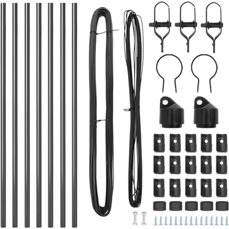 vidaXL Zaunpfosten 7 Stück, zylindrisch, grau, Ø32 mm, 120 cm, galvanisierter Stahl – Bild 5