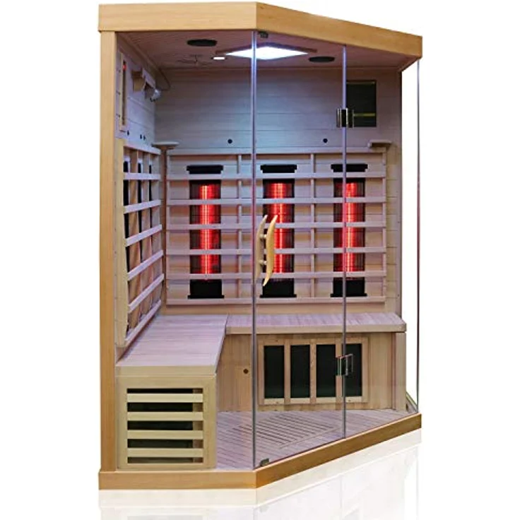 Dewello Infrarotkabine Infrarotsauna BRANDON 140cm x 140cm inkl. Vollspektrumstrahler, Bodenstrahler – Bild 3