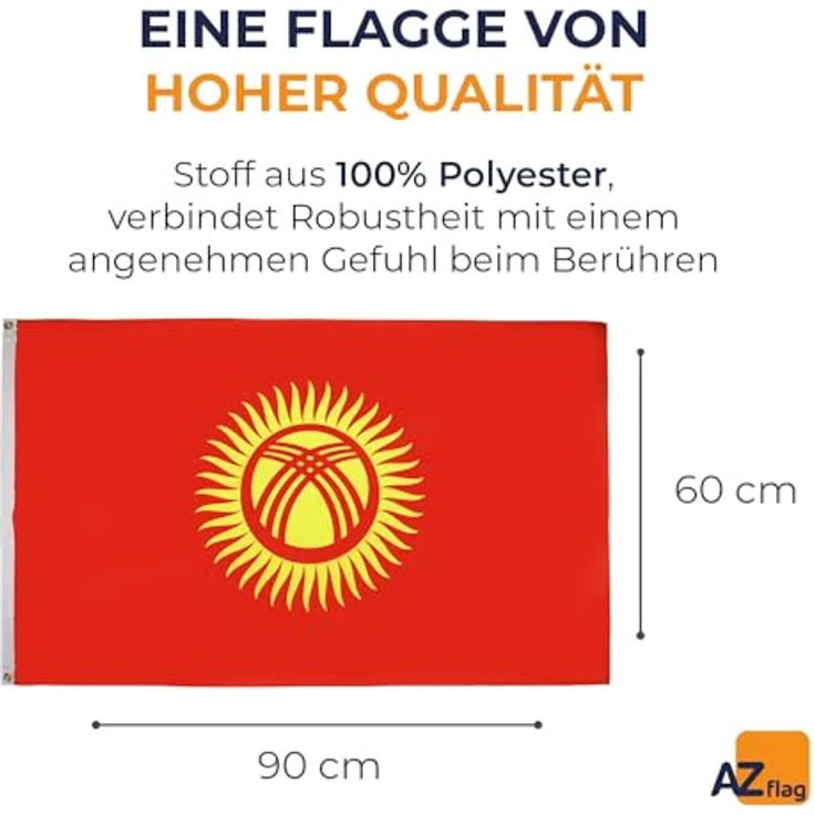 AZ FLAG Kirgisische Fahne, 90x60 cm, 100% Polyester mit Messing-Ösen und verstärkten Ecken, Innen & Außen Nutzung – Bild 2