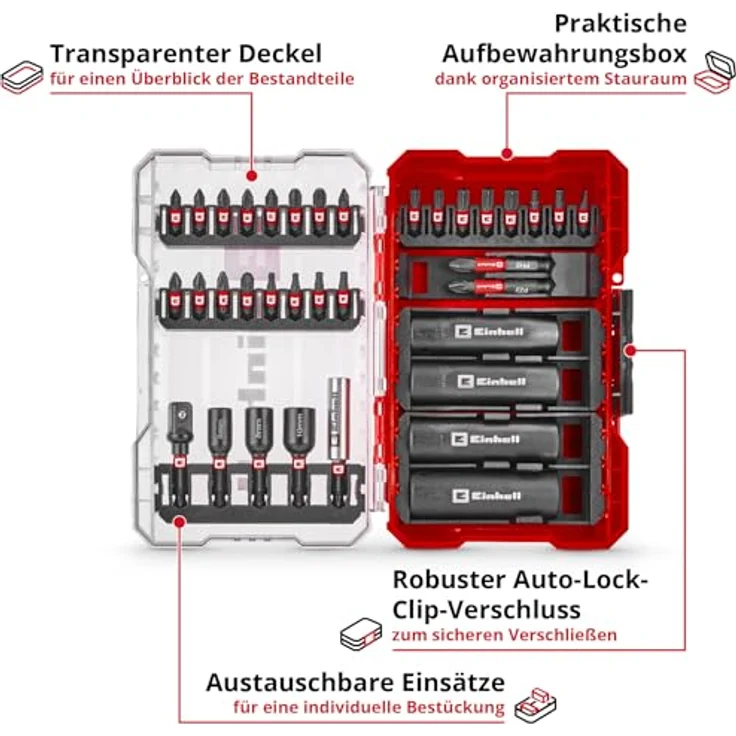Einhell Bit-Set M-CASE 35-tlg., inklusive 24 schlagfester Bits und Sechskantnüsse aus 50BV30 Stahl, für gängige (Impact-)Akkuschrauber und Bohrmaschinen – Bild 3