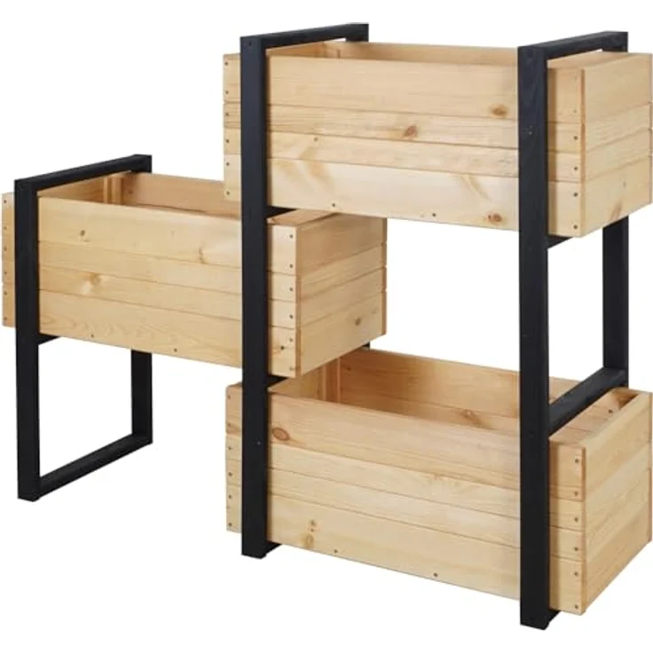 Siena Garden Hochbeet Pflanzkasten Konny, 70 x 38 x 97 cm, Kiefernholz FSC 100%, natur mit wasserbasierter Holzbeize – Bild 2