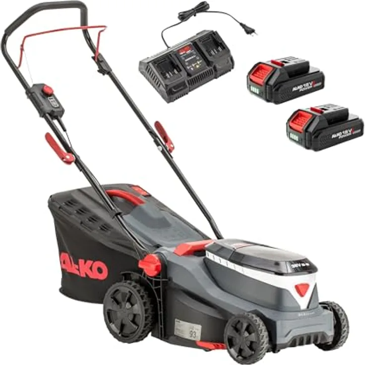 Al-Ko Akku-Rasenmäher 34.6 Li Comfort Set, 34 cm Schnittbreite, 2-in-1 Funktion, 35 l Fangsack, inkl. 2 × 18 V/2,5 Ah Akku und Doppel-Ladegerät