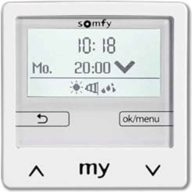 Somfy Soliris Smoove Steuerung 1818313 UNO Pure Wh, programmierbare Jalousiesteuerung mit Großem Display, Wind- und Helligkeitssensoranschluss, Unterputzmontage, 230 V – Bild 1
