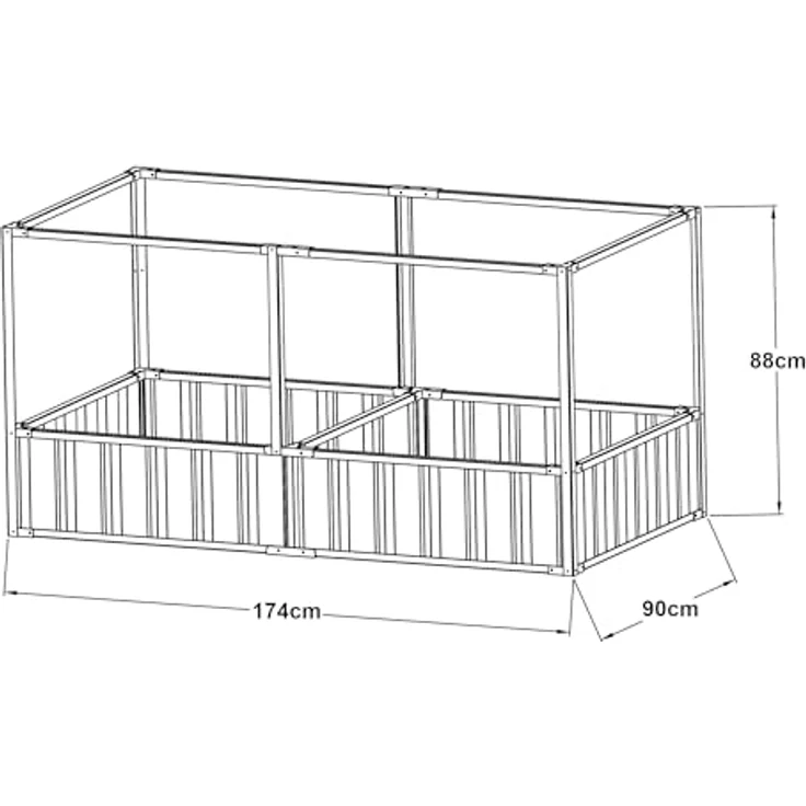 [en.casa] Hochbeet Alblasserdam Anthrazit mit Netz Abdeckung - 174 x 90 x 88 cm, Metall Gartenbeet mit Handschuhe Gewächshaus für Kräuter und Gemüse – Bild 4