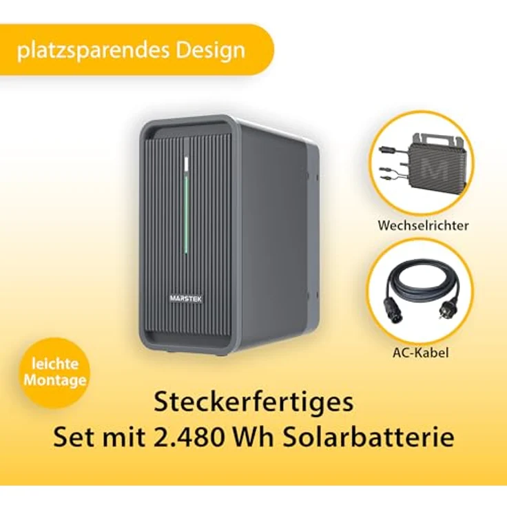 VALE Solaranlage Komplettset Bifazial, 900 Wp mit Marstek Solarspeicher (2.480 Wh) & Mikro-Wechselrichter, Full Black, App-Steuerung, für Balkonkraftwerk – Bild 3