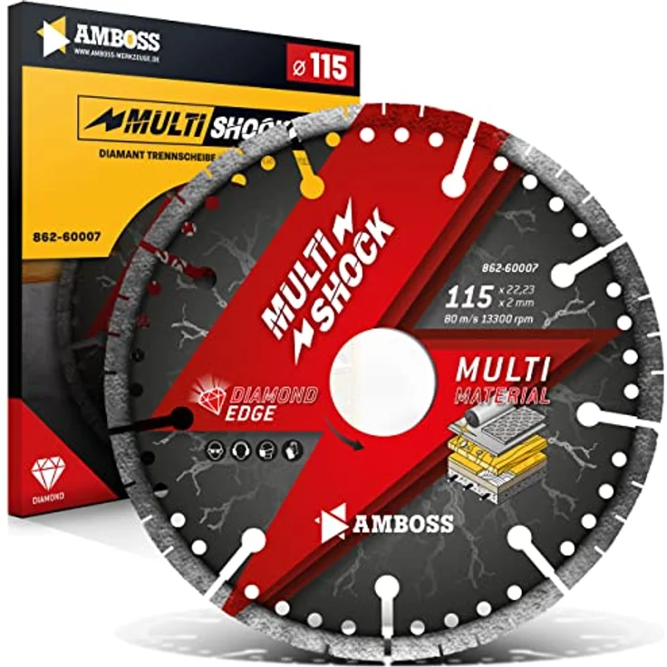Amboss MultiShock - Diamant-Trennscheibe Ø 115 mm x 22,2 mm - Universal/Allround | Segmenthöhe: 10 mm (galvanisiert) – Bild 1