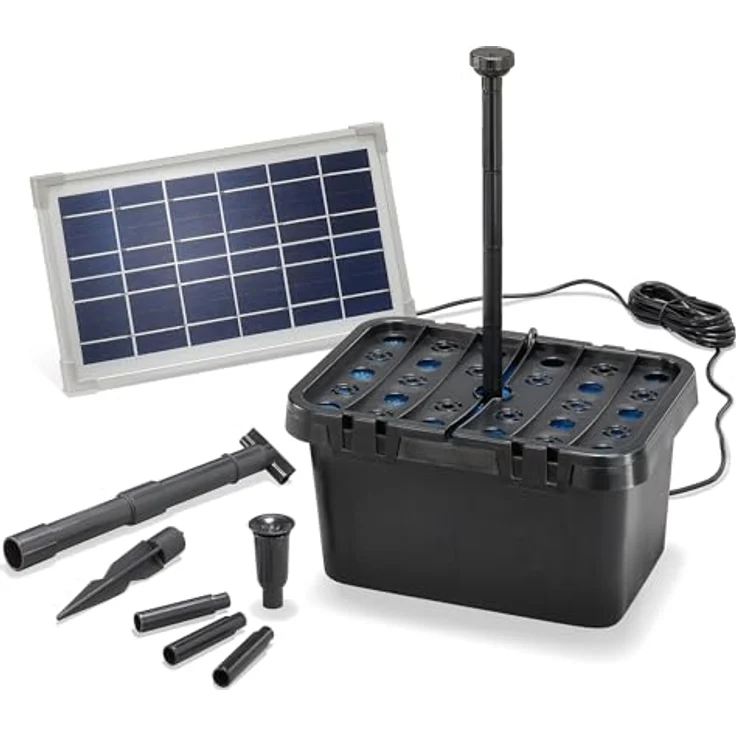 Esotec Solar Teichfilter Professional 8W, 380 l/h Tauchpumpe für Gartenteiche bis 1000 l inkl. Filterbox und Solarmodul – Bild 1