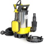 Wiltec 3 in 1 Flachsauger Tauchpumpe Edelstahl 550 W, Schmutzwasserpumpe 12500 l/h, Kellerpumpe mit Automatischem Schwimmerschalter