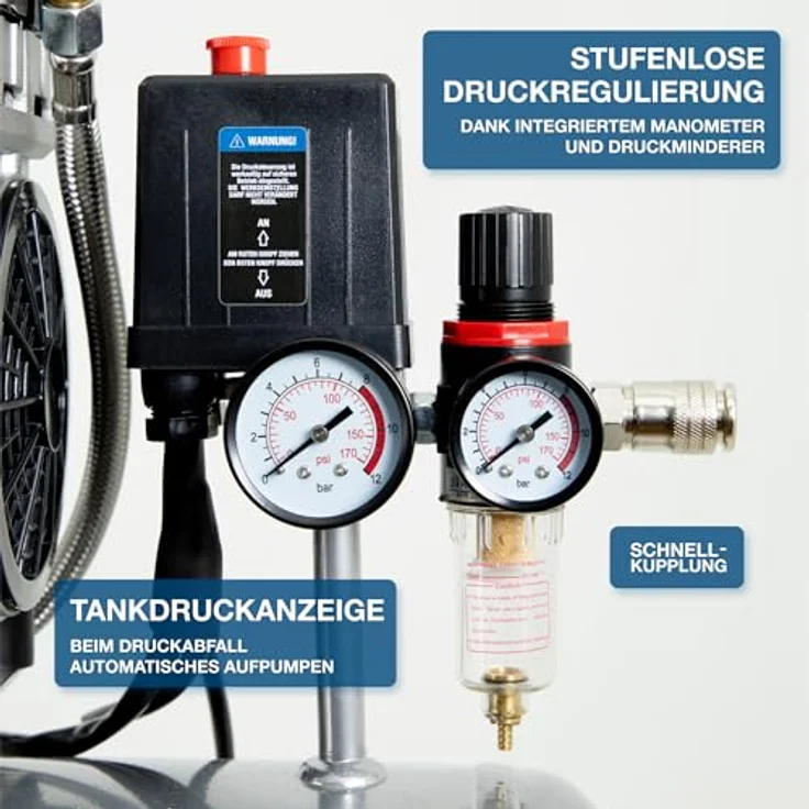 HYUNDAI Silent Kompressor SAC55753 (8 bar, 50L, ÖLFREI, 59 dB, 1.5 kW / 2.0 PS) – Bild 5