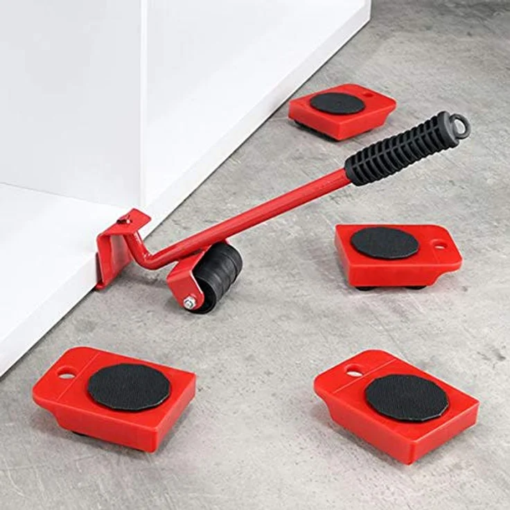 Gravidus 5-teiliges Möbel-Transport-Set Möbelroller Möbelheber Transportroller, max. Tragkraft je Transport-Roller 150 kg, Stahl/Kunststoff – Bild 1