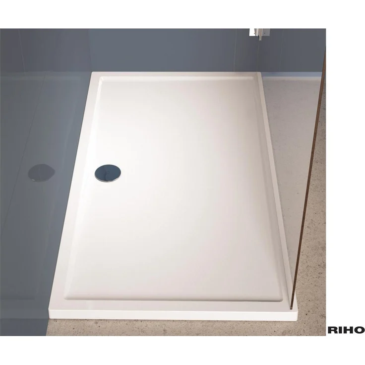 Riho Duschwanne Zürich, rechteckig, 90mm Ablauf, bodenmontierbar, hochglänzend weiß