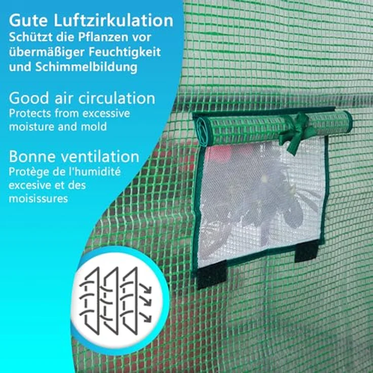 NYVI Foliengewächshaus NYVIGreen 150x100x50 cm - Winterfestes Gewächshaus für Pflanzen und Gemüse - Lichtdurchlässig, atmungsaktiv, stabil - Grün – Bild 2
