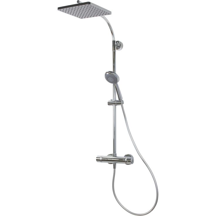 Breuer Duschsystem 'Aquamaxx 320' chromfarben mit Thermostat, eckige Kopfbrause und 3 Strahlarten