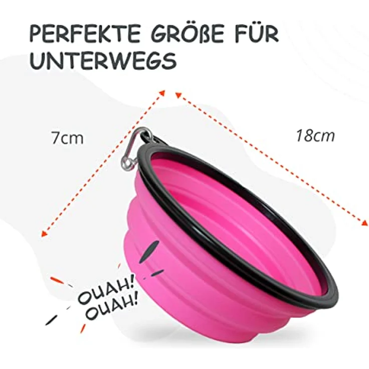 PETSATION – Hundenapf faltbar für unterwegs [Das Original] Futternapf Hund ideal für den Alltag – 1000 ml Wassernapf – Trinknapf für den Hund - Reisenapf, Fressnapf, Napf (1000ml, Rosa) – Bild 5