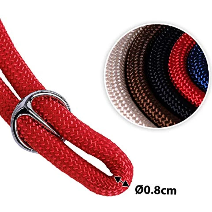 lionto Hundehalsband Nylon Zugstopp, 40 cm, 0,8 cm dick, rot, pflegeleichtes Lederimitat mit Metallring und stufenlosem Schieber – Bild 4