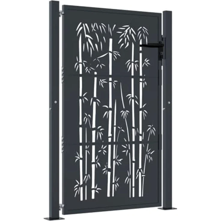 vidaXL Gartentor Anthrazit 105x155 cm Stahl Bambus-Design, abschließbar, einfache Montage – Bild 2