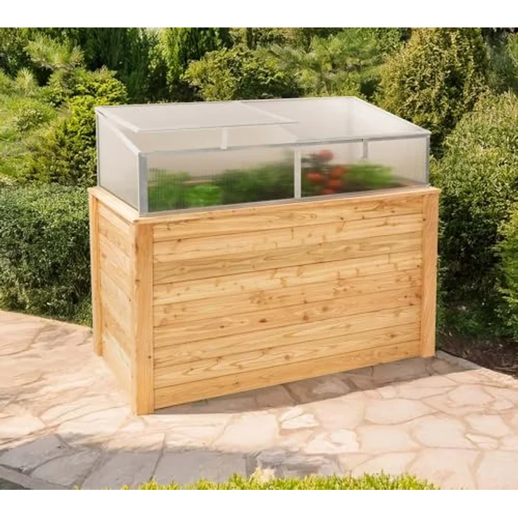 WESTMANN Hochbeet Klassik Plus 170 mit Frühbeetaufsatz, FSC-zertifiziertes Lärchenholz, Aluminiumrahmen in Natur/Silber, 170x90x100cm – Bild 5