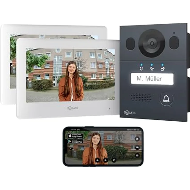 Goliath Intercom Video-Türsprechanlage Goliath Basic Line 2-Draht System, FullHD, Weiß/Anthrazit, mit App-Anbindung und 7 Zoll Touchscreen – Bild 1