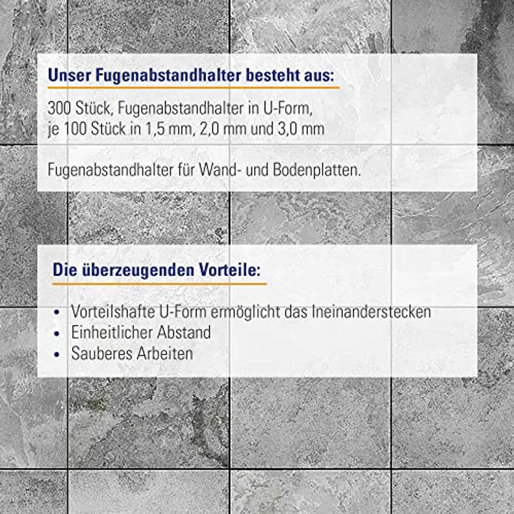 Karl Dahm Fugenabstandshalter U-Form, 300 St., je 100x 1,5, 2,0, 3,0 mm, Art.-Nr. 12752 – Bild 3