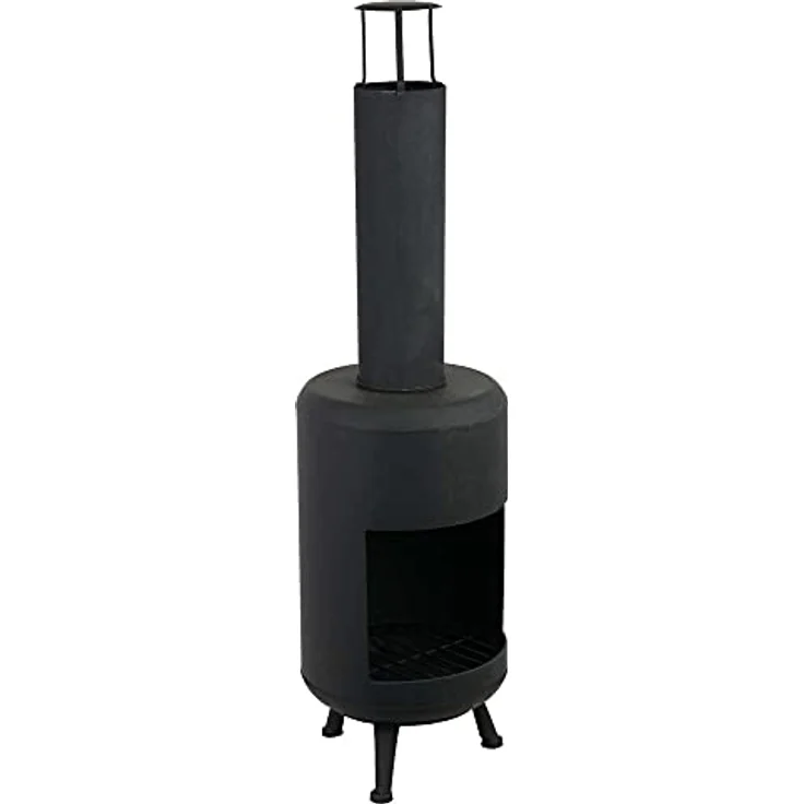 Gartenkamin aus Metall in schwarz 105 cm hoch Terrassenofen/Terrassenkamin als Feuerschale oder Feuerkorb für den Garten – Bild 1