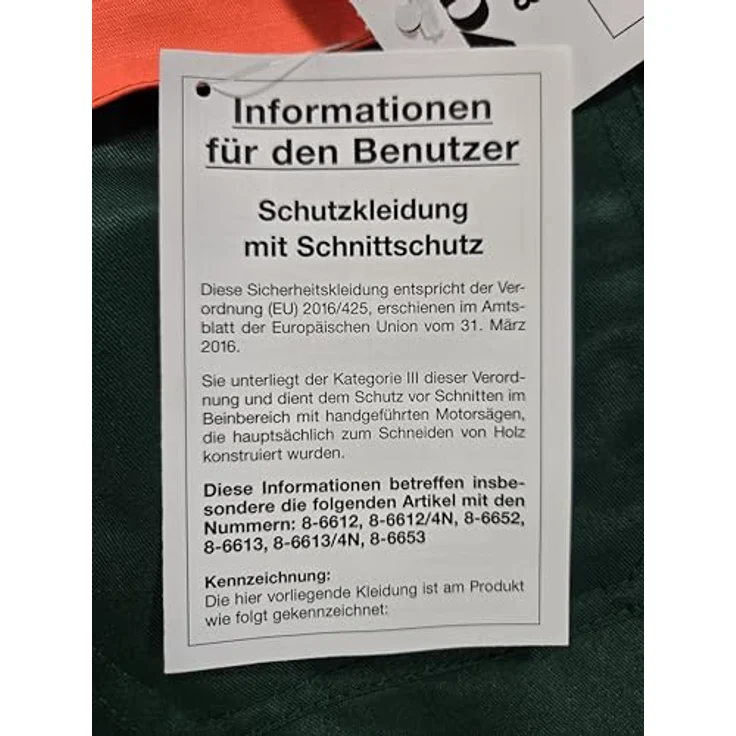 Watex 8-6612 Forstschutz-Latzhose "Forest-Jack", Schnittschutz, grün-leuchtorange, mit elastischen, verstellbaren Hosenträgern und seitlichem Schlitz – Bild 5