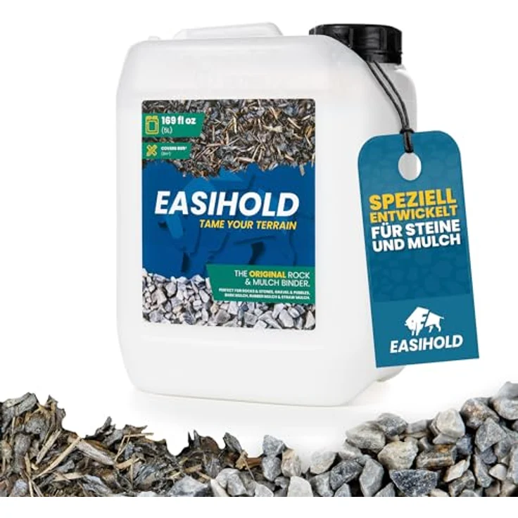 Easihold EasiHold Mulch & Steinbinder, 5 l - Wasserbasiertes Bindemittel für Kies und Mulch, 100% wasserdurchlässig, für ca. 8 m² – Bild 1