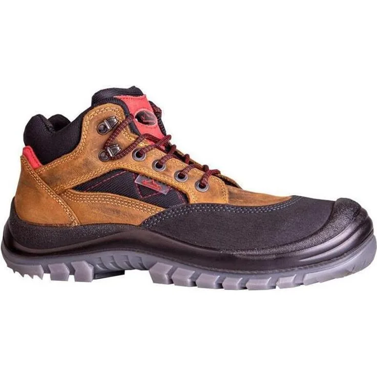 Remisberg Sicherheitsstiefel Sherpa S3 EN ISO 20345, Nubukleder, Größe 48 W. 11, braun/rot