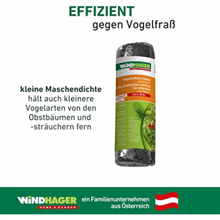 Windhager Vogelschutznetz Vogelabwehrnetz Baumnetz Ortonet schützt Obstbäume vor Vogelfraß, Maschenweite 13 x 13 mm, Größe 10 x 4 m, schwarz, 06014 – Bild 6