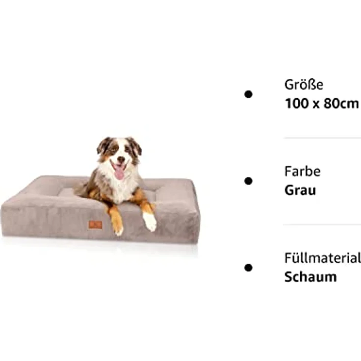 Knuffelwuff orthopädisches Hundebett Midland XL 100 x 80cm Grau - Hundekissen für große, mittelgroße und kleine Hunde - Waschbar – Bild 4