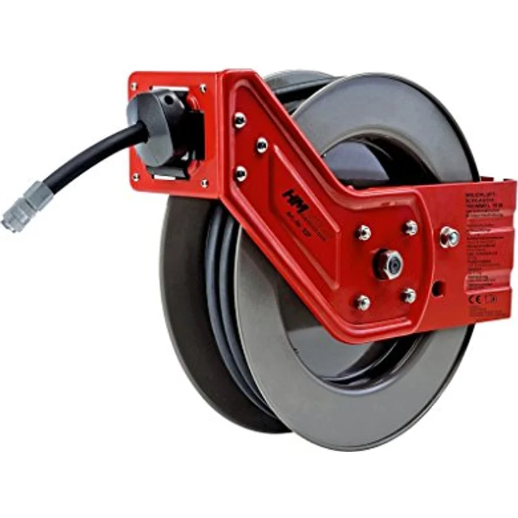 HM Müllner Werkzeuge 34F Druckluft Schlauchtrommel, automatische Schlauchaufrollung, 20 m PVC-Hybrid-Schlauch, max. 20 bar, 1/4" Schnellkupplung – Bild 2