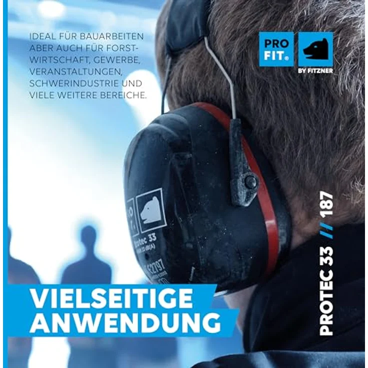 PRO FIT by Fitzner Protec 33 Kapselgehörschutz, verstellbar, niedriger Anpressdruck, Schwarz/Rot, SNR 33 dB(A) – Bild 5