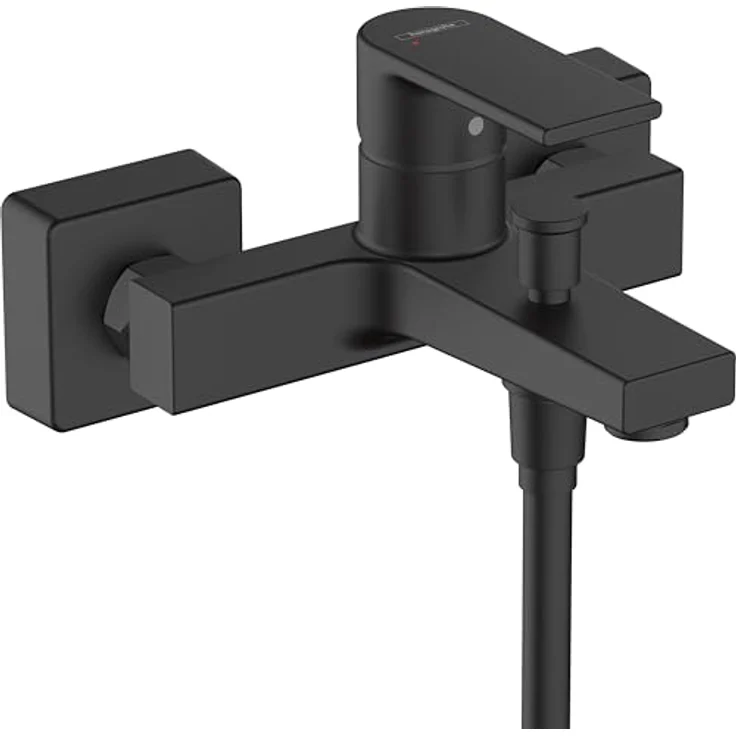 hansgrohe Wannenarmatur Vernis Shape, Aufputz Einhebelmischer für 2 Funktionen, Mattschwarz, Durchflussmenge bis 22,5 l/min – Bild 1