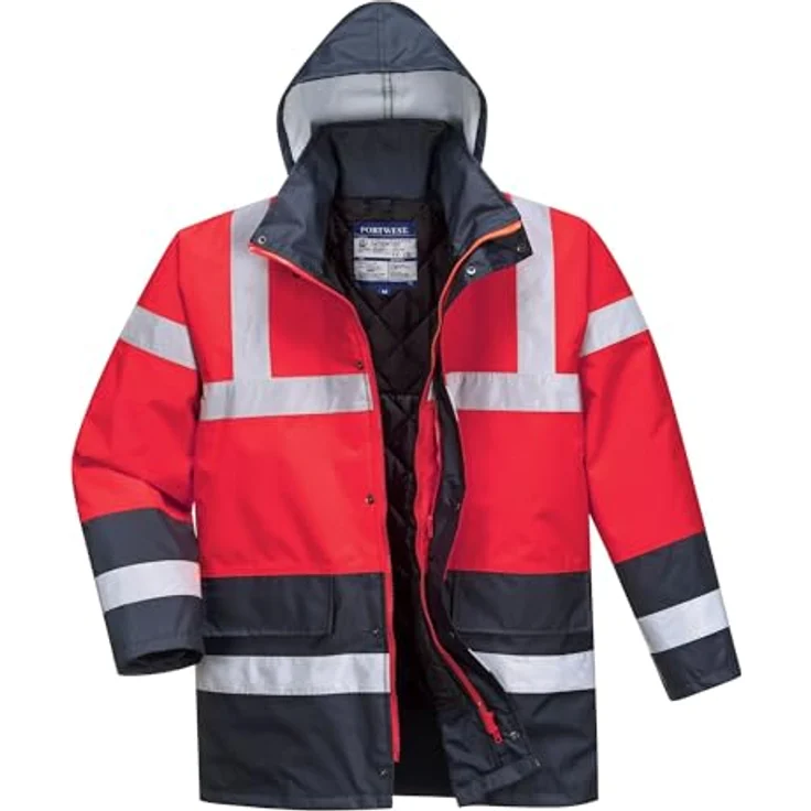 Portwest Warnschutz Kontrast Traffic-Jacke, wasserdicht, Größe XXXL, Rot/Marine – Bild 1