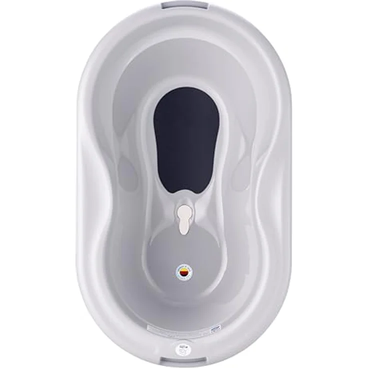 Rotho Babydesign Babybadewanne TOP, ergonomisch mit Antirutschmatte und integriertem Ablaufstopfen, recycelter Kunststoff – Bild 3