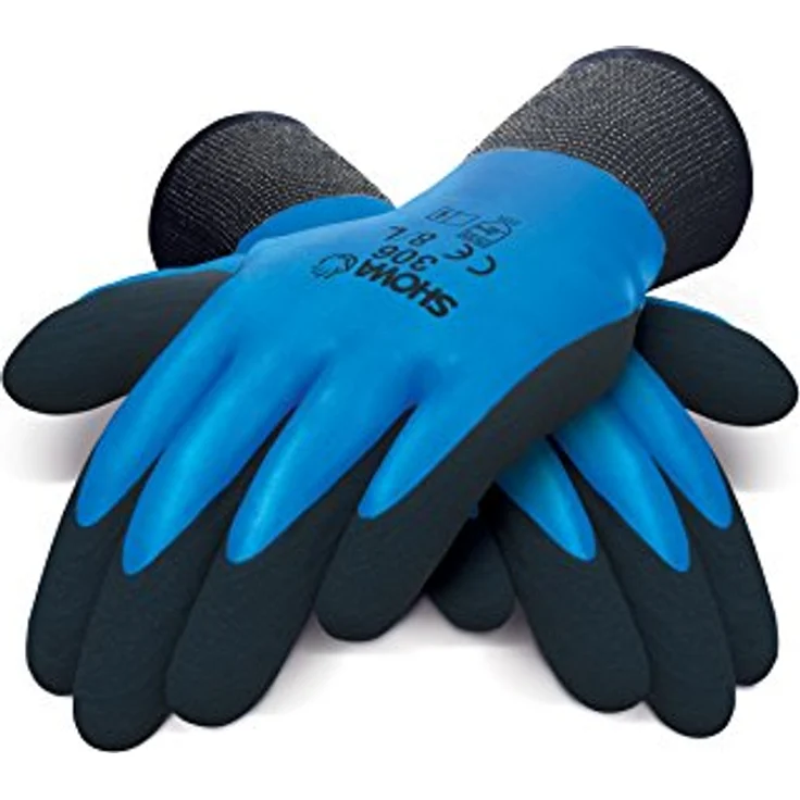 SHOWA 306, Latex, Latexschaum €“ Beschichtung, Mehrzweck, Blau mit schwarzer Beschichtung, 8-L – Bild 2