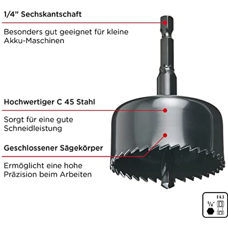 KWB Lochsägensatz, 4-tlg., mit Akku-Aufnahmeschaft - 497900 – Bild 3