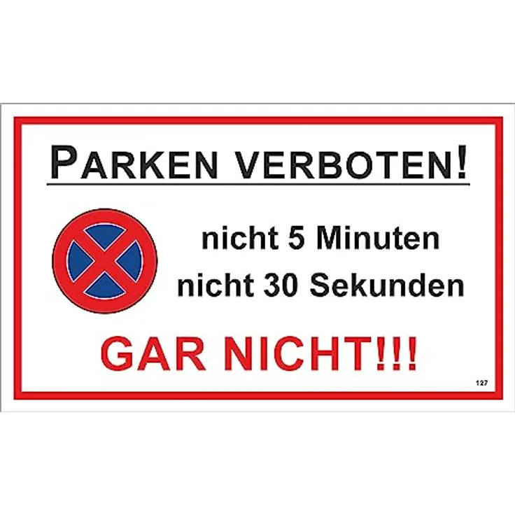 carstyling XXL Parken verboten! 150 x 250 mm Warn- Hinweis- und Verbotsschild aus PST-Kunststoff, weiß