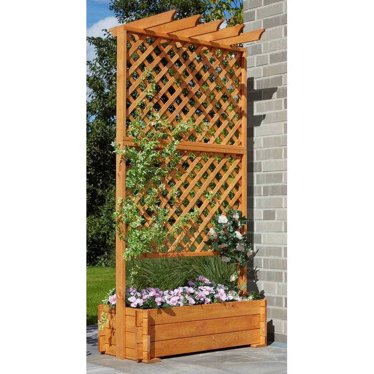 promadino Spalier, Pergola mit Pflanzkasten, BxTxH: 140x65x200 cm, wetterfest imprägniertes Kiefernholz