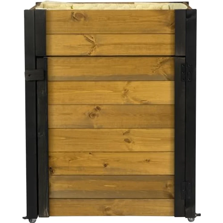 dobar® Rollbares Hochbeet mit Staufach inkl. Schafswolle Gr. L - 60 x 40 x 80 cm - Schwarz-Braun – Bild 2