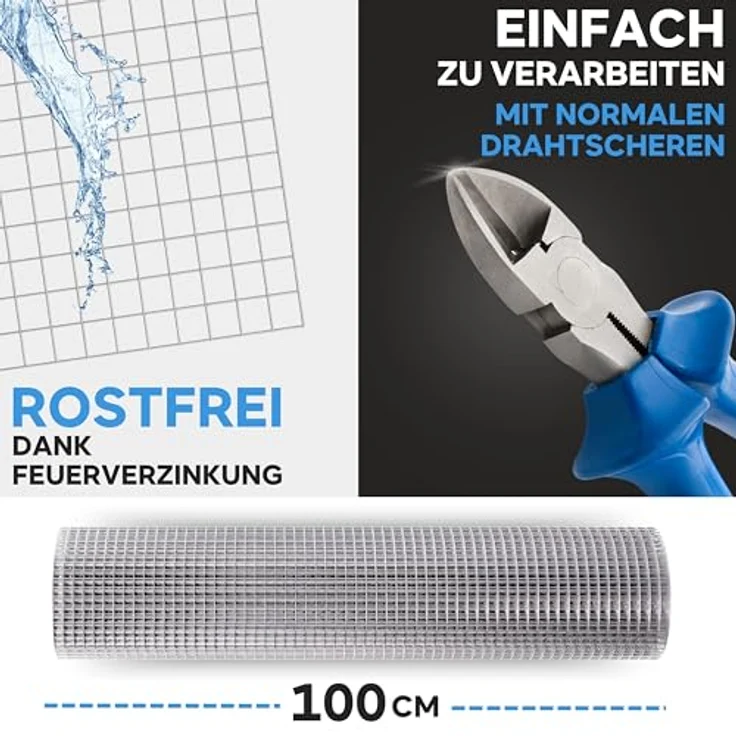 KrapTrap® Volierendraht Drahtgitter, verzinkt, 10x10mm Maschen, 1x12m, 0,9mm stark, ideal für Gehege und Umzäunungen – Bild 6