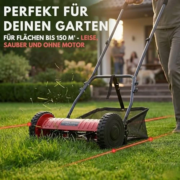 Stahlmann Benzinrasenmäher Spindelmäher RoyalCut - Manueller Rasenmäher mit 30 cm Schnittbreite, 27 Liter Fangkorb, 4-stufige Schnitthöheneinstellung – Bild 8