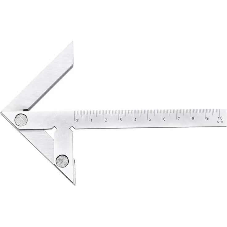 Donau Elektronik Winkelmesser Zentrierwinkel 100x70 mm, Hochwertiger Kohlenstoffstahl, gut sichtbare Skalen