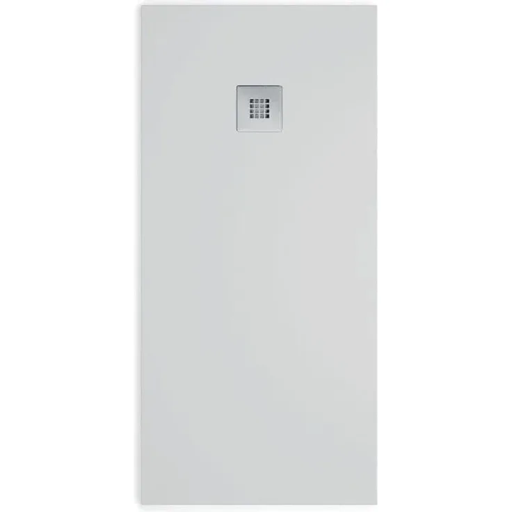 Stano Mineralguss-Duschwanne Extra Flach Madison Grau, 70x80 cm, rutschfeste Oberfläche, Edelstahl-Ablaufgitter, langlebig