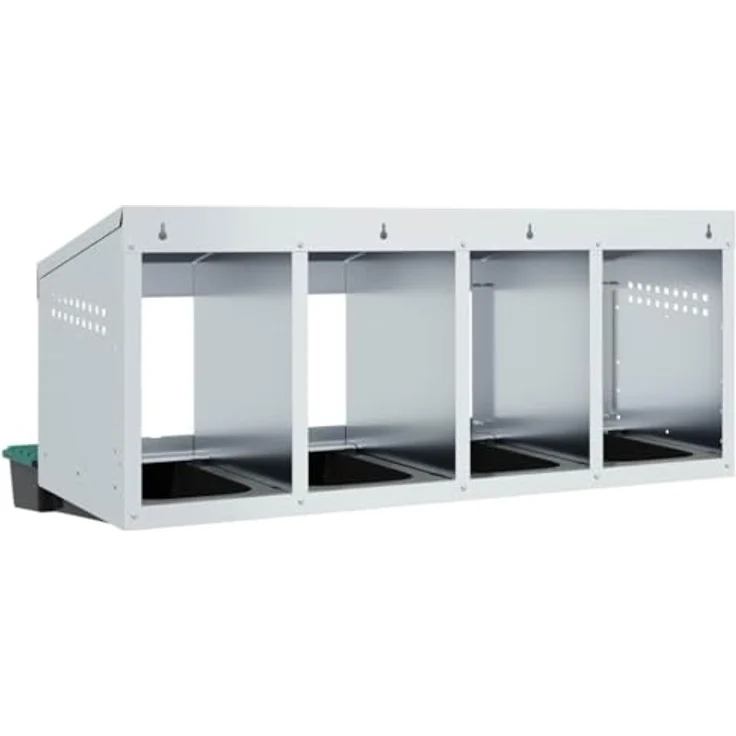 vidaXL Hühnerstall Hühner-Nistkasten 4 Fächer, Wandmontage aus verzinktem Stahl, Farbe: Silber/Dunkelgrün/Schwarz – Bild 7