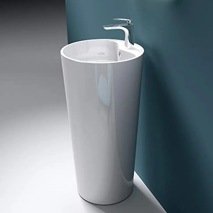 Mai & Mai Waschbecken Design Standwaschbecken Col35 Mineralguss Standwaschtisch - für alle DIN-genormten Ablaufgarnituren, einfache Montage - weiß – Bild 6